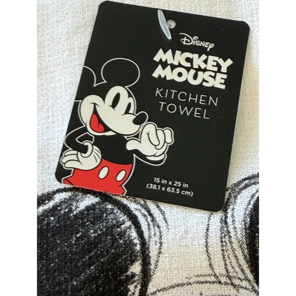 Disney Mickey Mouse Kitchen Towel White Cotton Sketch Graphic 15x25 New